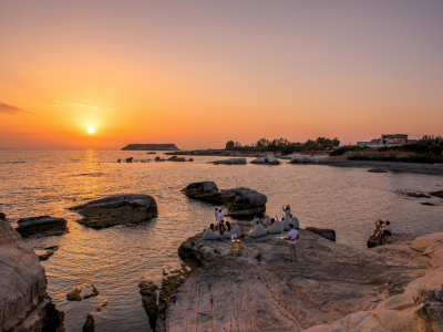 Champaign at Maniki Beach at Sunset
